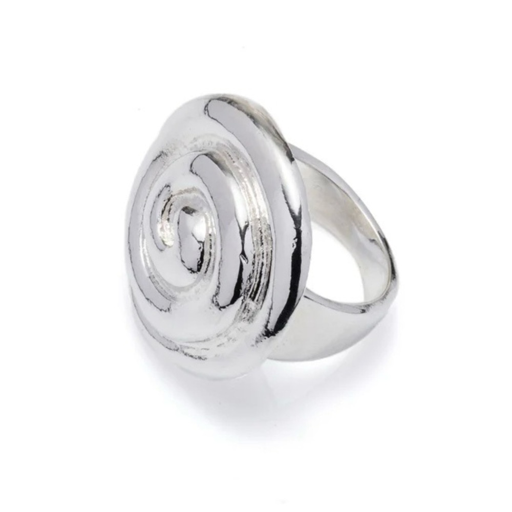 Size 5 - Silver Swirl Ring - 24k gold plated